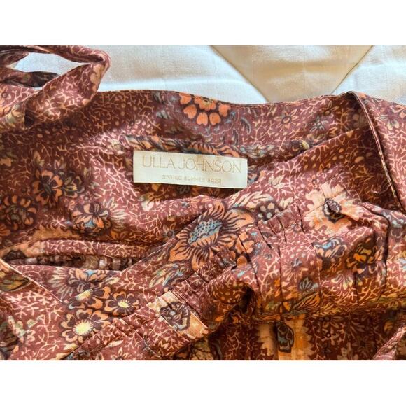 ULLA JOHNSON Cordelia Floral Print Feminine Maxi Dress Tie Straps Size 2 - Picture 7 of 8
